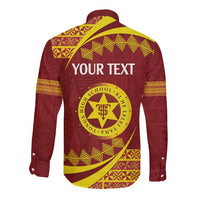 Personalised Tonga High School Long Sleeve Button Shirt Happy 77 Years Anniversary LT14 - Polynesian Pride