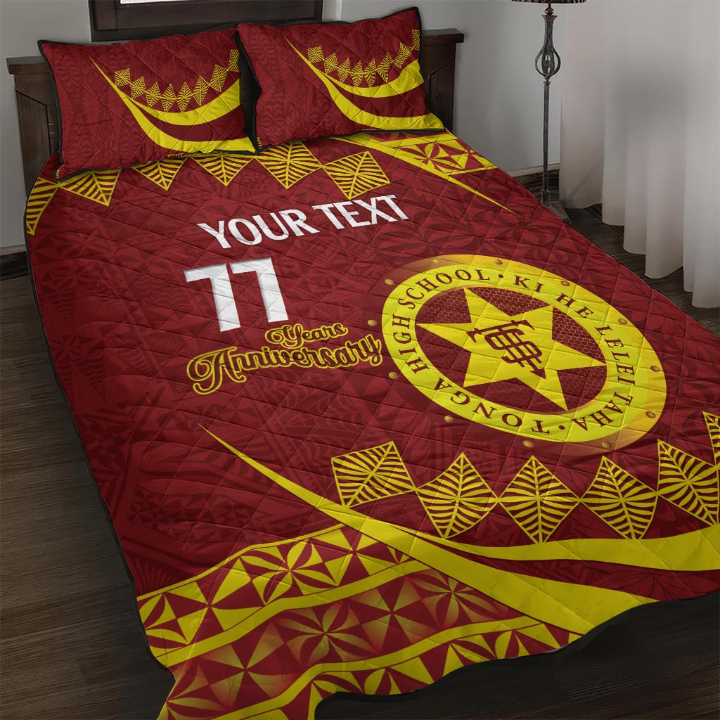 Personalised Tonga High School Quilt Bed Set Happy 77 Years Anniversary LT14 Maroon - Polynesian Pride