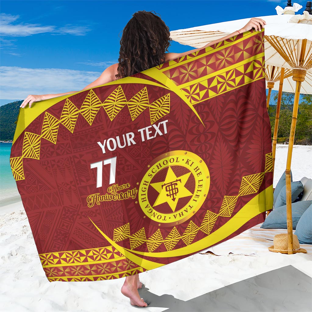 Personalised Tonga High School Sarong Happy 77 Years Anniversary LT14 One Size 44 x 66 inches Maroon - Polynesian Pride