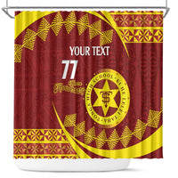 Personalised Tonga High School Shower Curtain Happy 77 Years Anniversary LT14 Maroon - Polynesian Pride