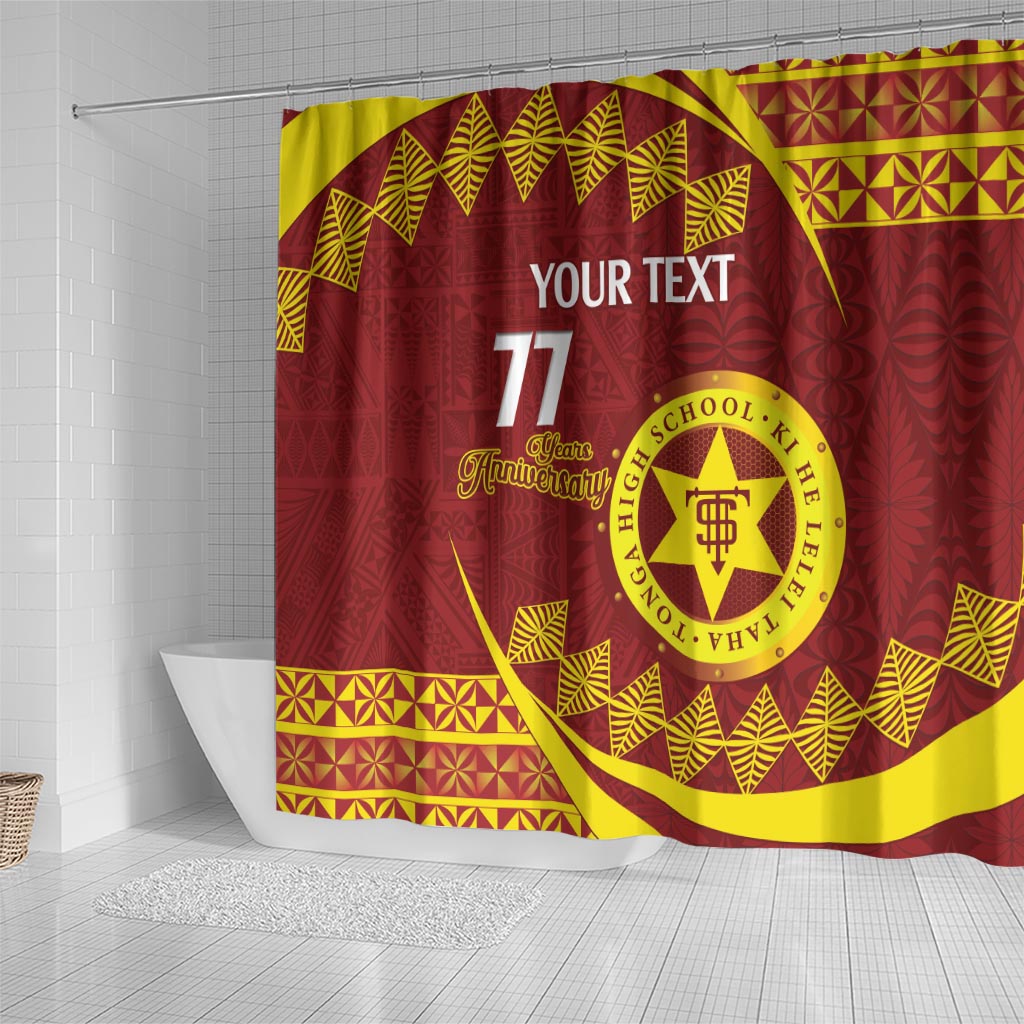 Personalised Tonga High School Shower Curtain Happy 77 Years Anniversary LT14 - Polynesian Pride