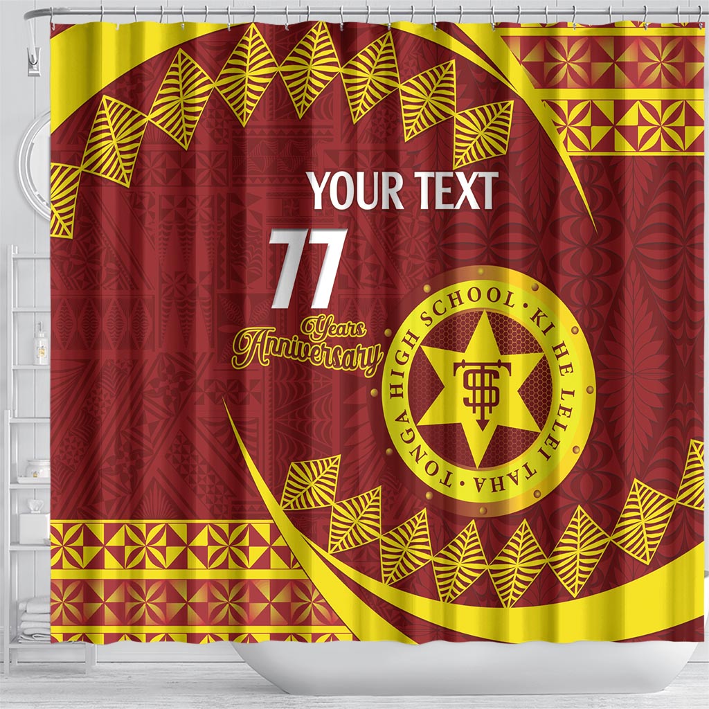 Personalised Tonga High School Shower Curtain Happy 77 Years Anniversary LT14 - Polynesian Pride
