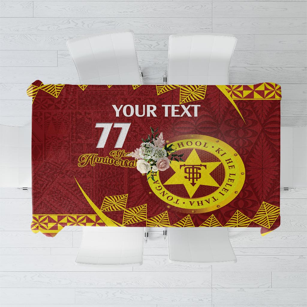 Personalised Tonga High School Tablecloth Happy 77 Years Anniversary LT14 Maroon - Polynesian Pride