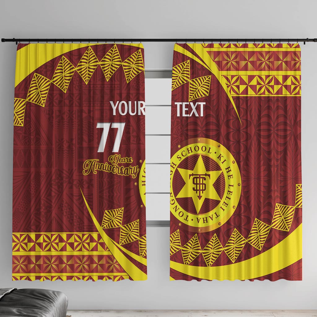 Personalised Tonga High School Window Curtain Happy 77 Years Anniversary LT14 With Hooks Maroon - Polynesian Pride