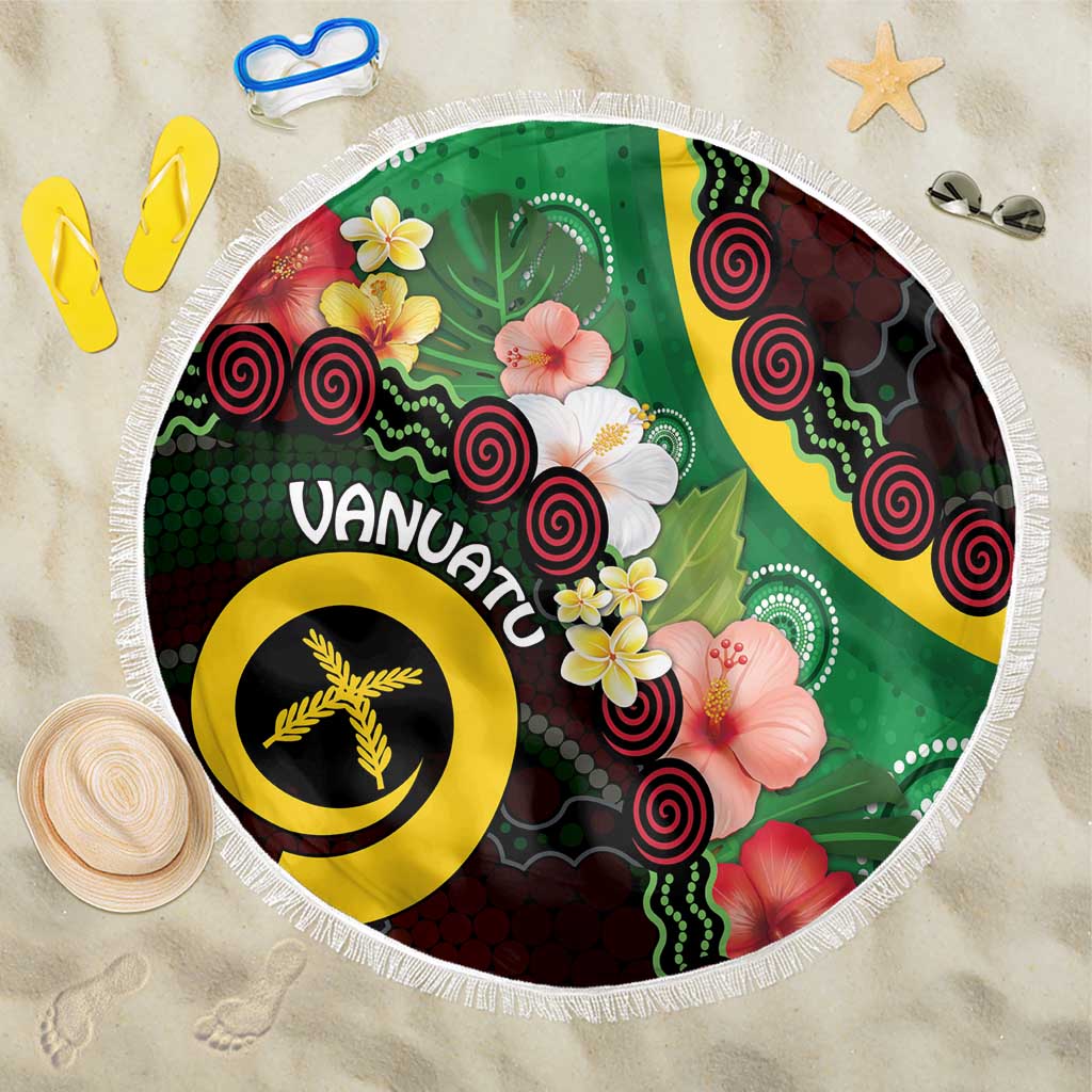 Long God Yumi Stanap Vanuatu Beach Blanket Tropical Flowers Aboriginal Pattern LT14 One Size 150cm Green - Polynesian Pride