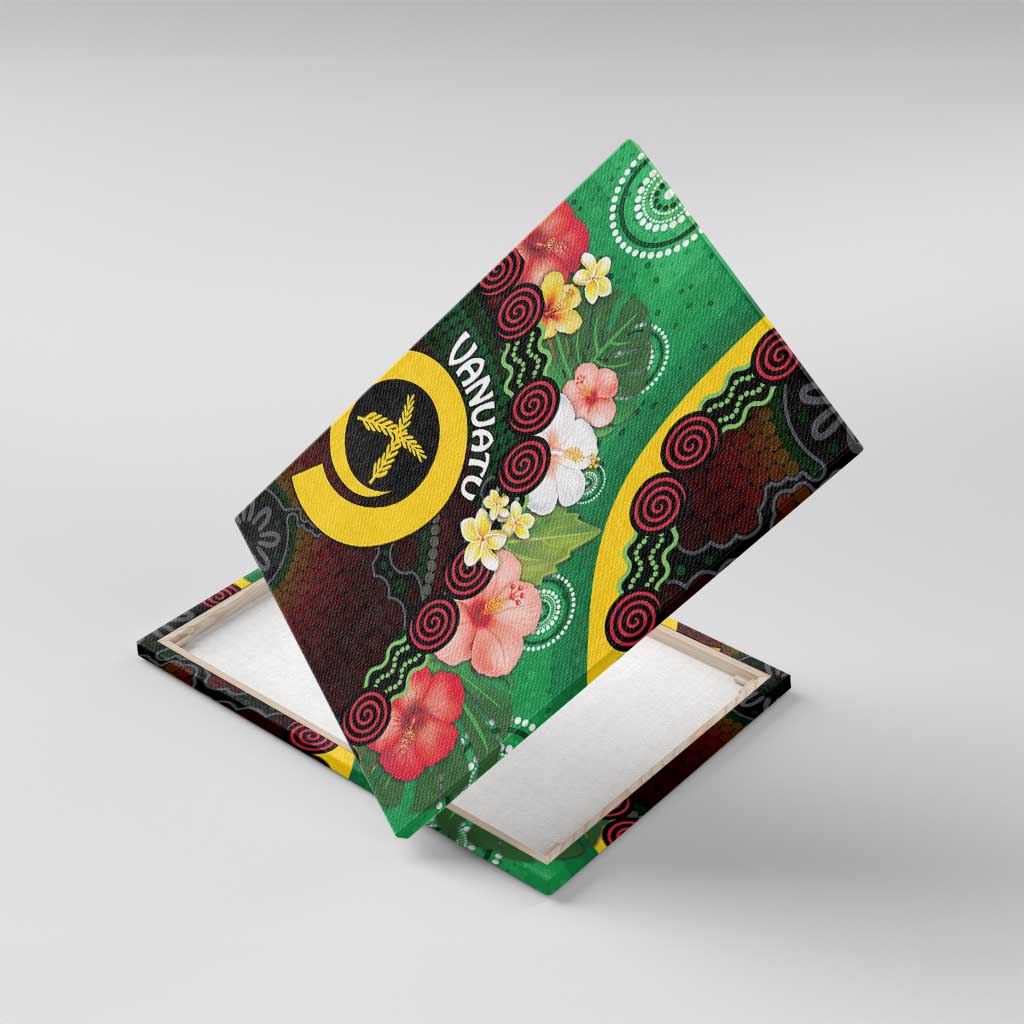 Long God Yumi Stanap Vanuatu Canvas Wall Art Tropical Flowers Aboriginal Pattern LT14 With Frame Green - Polynesian Pride