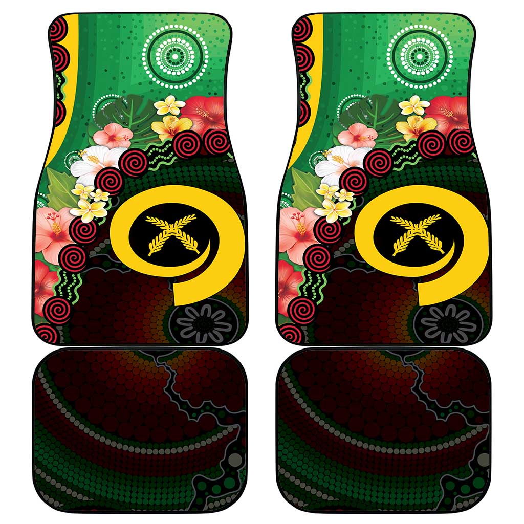 Long God Yumi Stanap Vanuatu Car Mats Tropical Flowers Aboriginal Pattern LT14 - Polynesian Pride