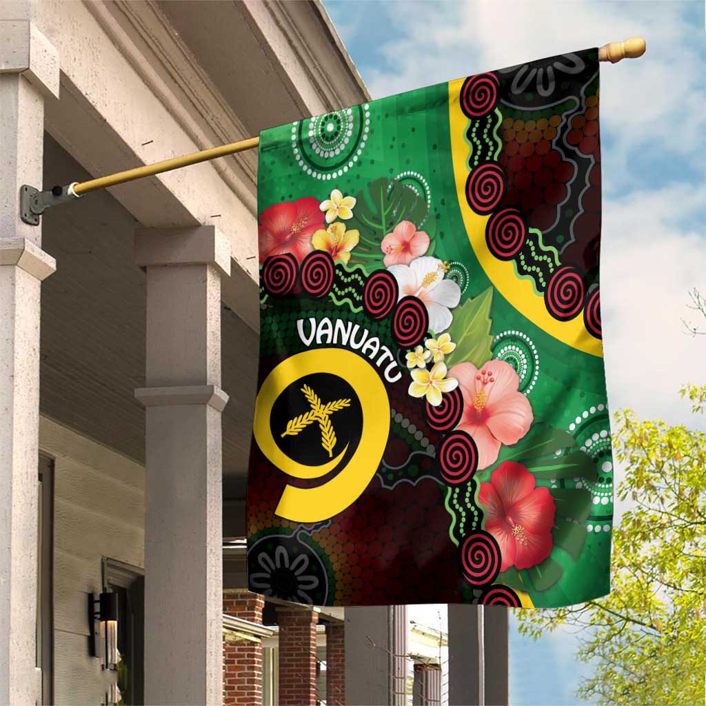 Long God Yumi Stanap Vanuatu Garden Flag Tropical Flowers Aboriginal Pattern LT14 House Flag Green - Polynesian Pride