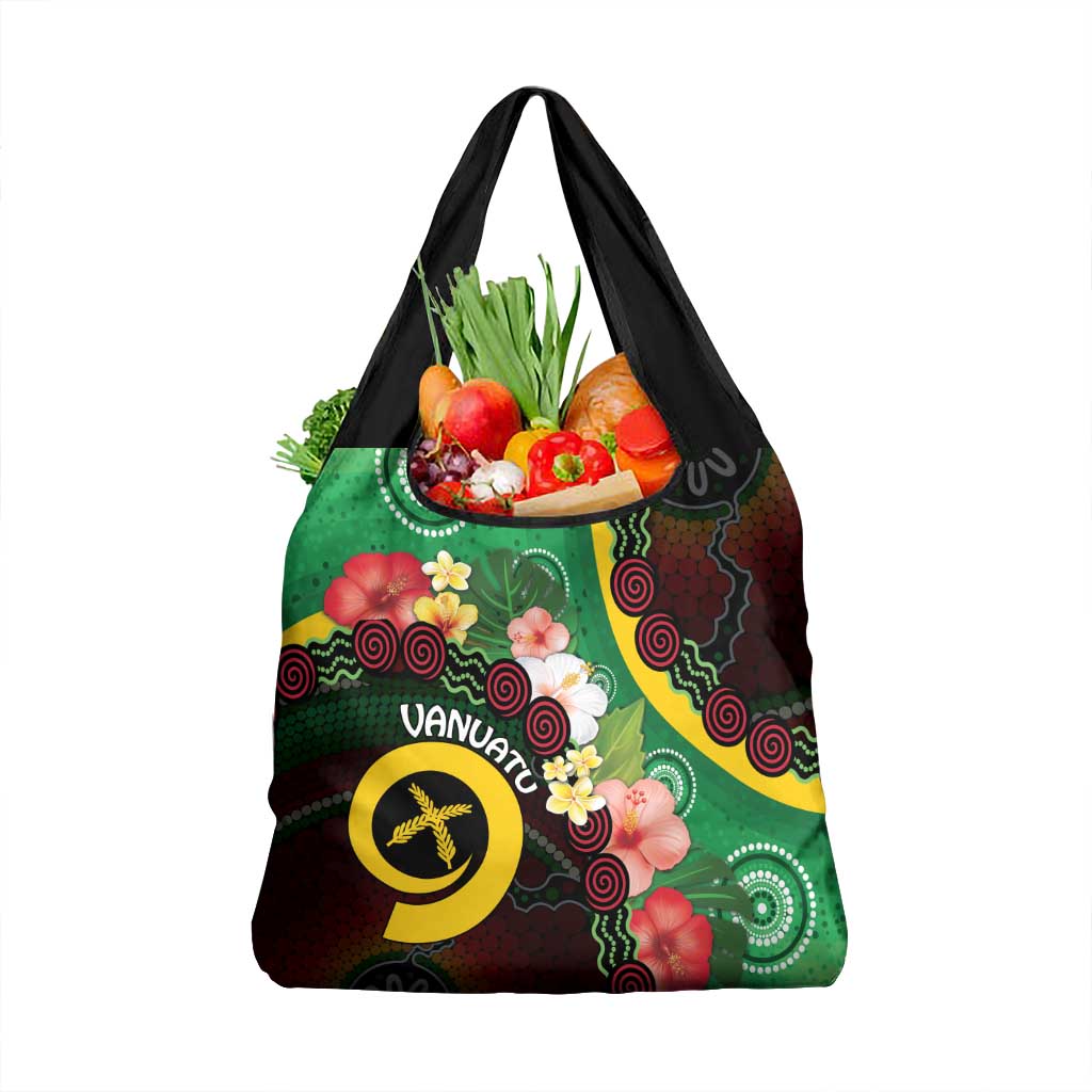 Long God Yumi Stanap Vanuatu Grocery Bag Tropical Flowers Aboriginal Pattern LT14 1-pack One Size Green - Polynesian Pride