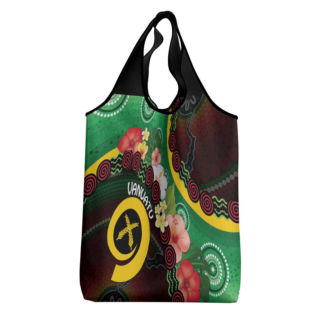 Long God Yumi Stanap Vanuatu Grocery Bag Tropical Flowers Aboriginal Pattern LT14 - Polynesian Pride