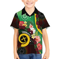 Long God Yumi Stanap Vanuatu Kid Hawaiian Shirt Tropical Flowers Aboriginal Pattern LT14 Kid Green - Polynesian Pride