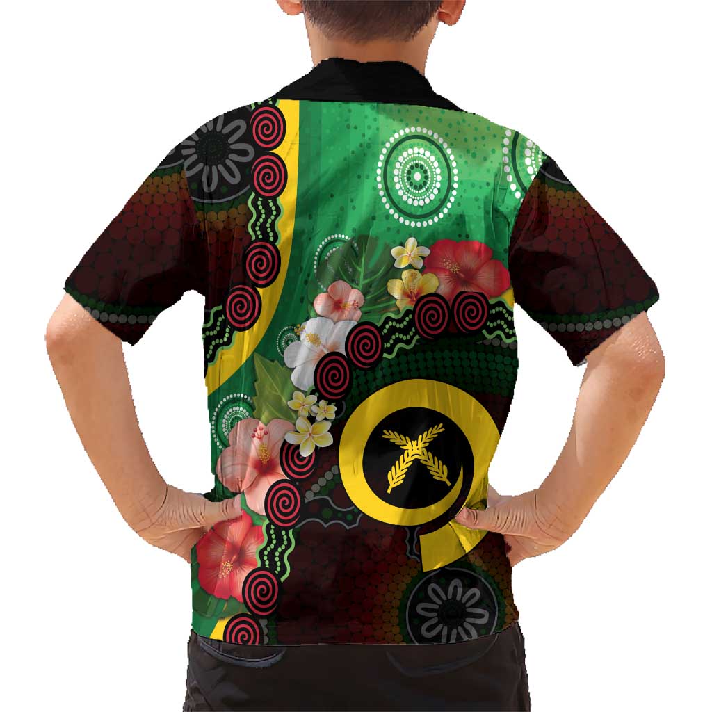 Long God Yumi Stanap Vanuatu Kid Hawaiian Shirt Tropical Flowers Aboriginal Pattern LT14 - Polynesian Pride