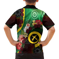 Long God Yumi Stanap Vanuatu Kid Hawaiian Shirt Tropical Flowers Aboriginal Pattern LT14 - Polynesian Pride