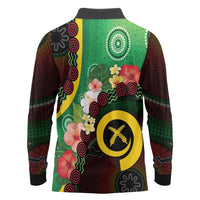 Long God Yumi Stanap Vanuatu Long Sleeve Polo Shirt Tropical Flowers Aboriginal Pattern LT14 - Polynesian Pride