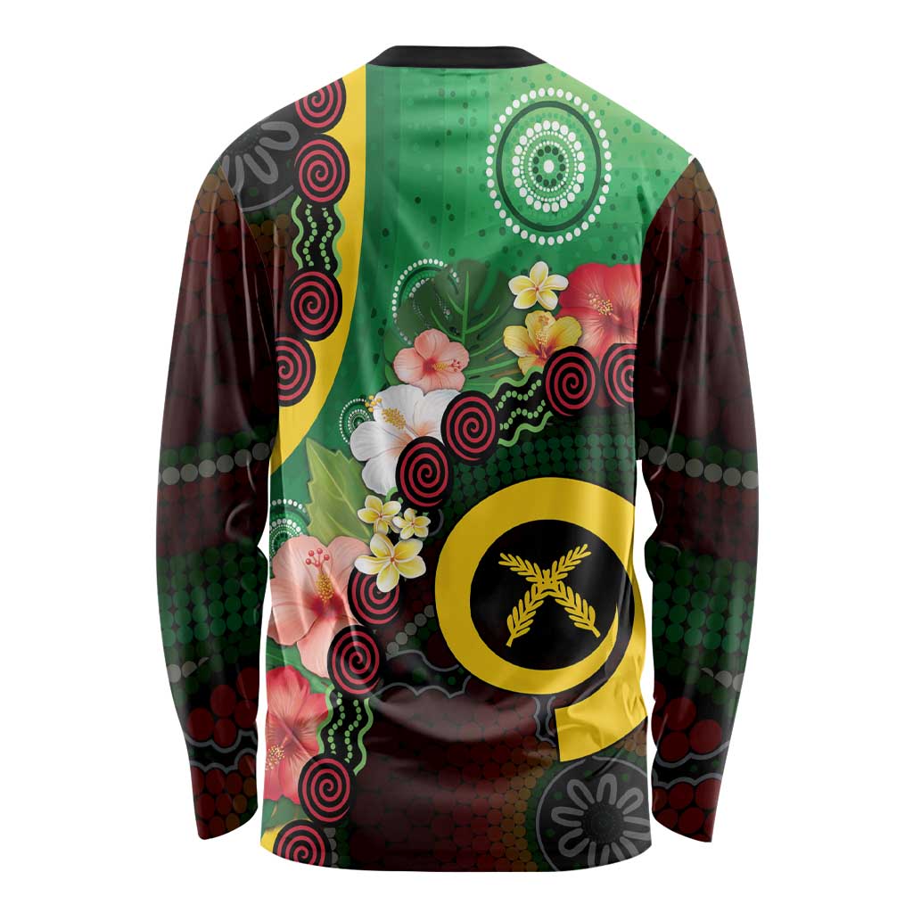 Long God Yumi Stanap Vanuatu Long Sleeve Shirt Tropical Flowers Aboriginal Pattern LT14 - Polynesian Pride