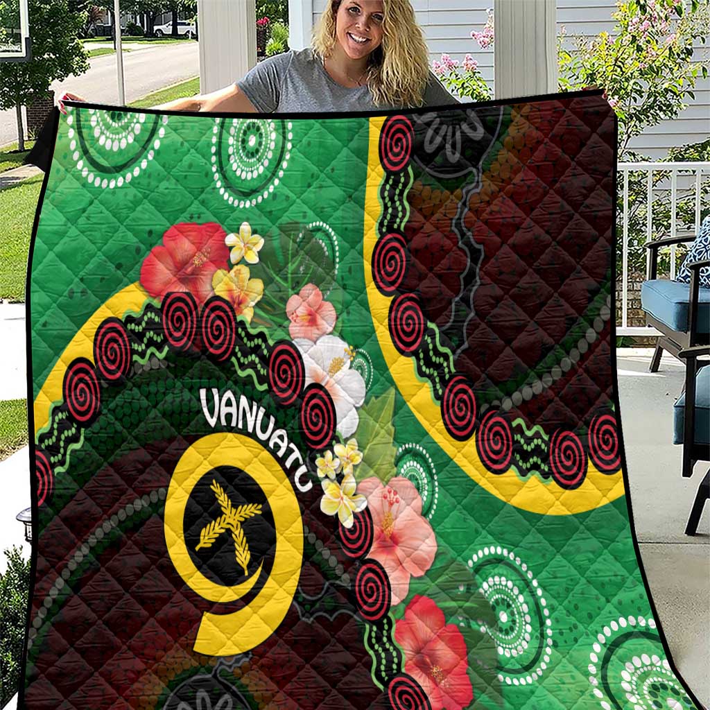 Long God Yumi Stanap Vanuatu Quilt Tropical Flowers Aboriginal Pattern LT14 Green - Polynesian Pride