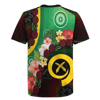 Long God Yumi Stanap Vanuatu Rugby Jersey Tropical Flowers Aboriginal Pattern LT14 - Polynesian Pride