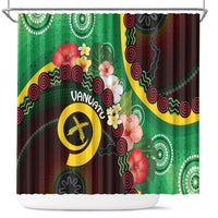 Long God Yumi Stanap Vanuatu Shower Curtain Tropical Flowers Aboriginal Pattern LT14 Green - Polynesian Pride