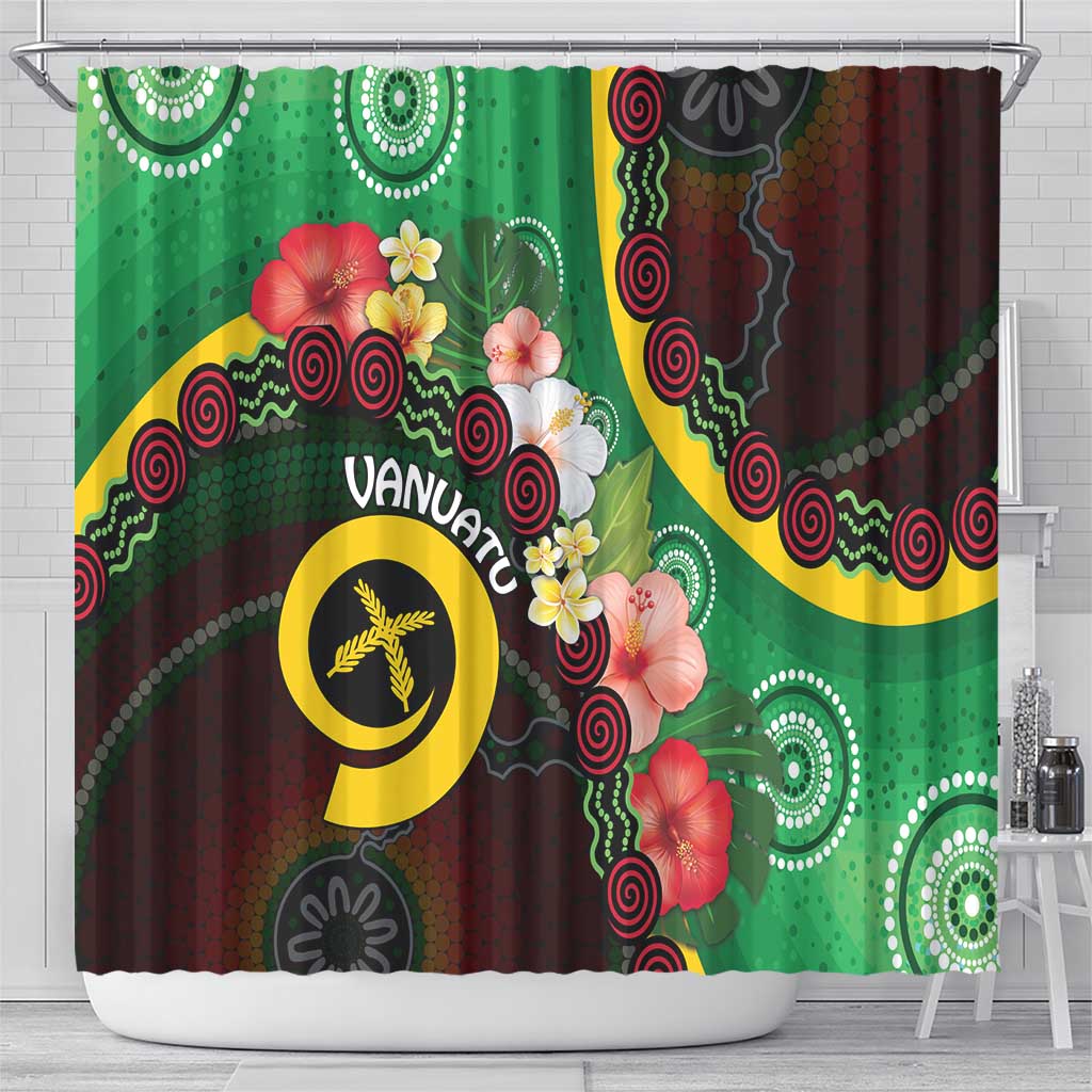 Long God Yumi Stanap Vanuatu Shower Curtain Tropical Flowers Aboriginal Pattern LT14 - Polynesian Pride