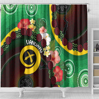 Long God Yumi Stanap Vanuatu Shower Curtain Tropical Flowers Aboriginal Pattern LT14 - Polynesian Pride