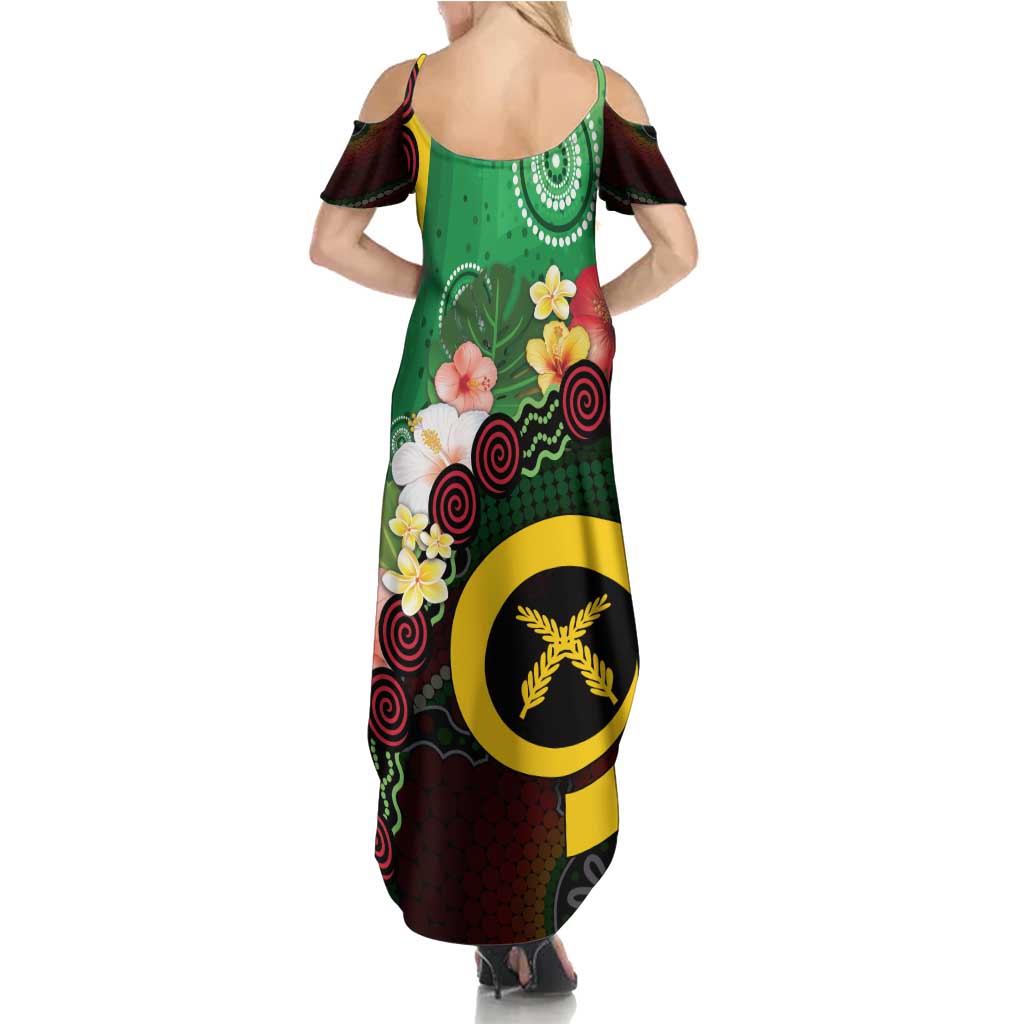 Long God Yumi Stanap Vanuatu Summer Maxi Dress Tropical Flowers Aboriginal Pattern LT14 - Polynesian Pride