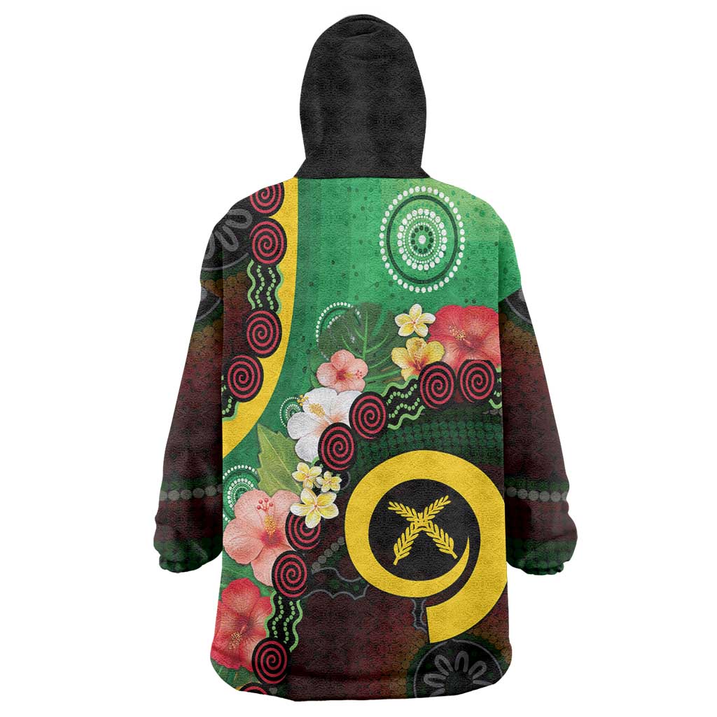 Long God Yumi Stanap Vanuatu Wearable Blanket Hoodie Tropical Flowers Aboriginal Pattern LT14 - Polynesian Pride