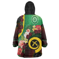 Long God Yumi Stanap Vanuatu Wearable Blanket Hoodie Tropical Flowers Aboriginal Pattern LT14 - Polynesian Pride
