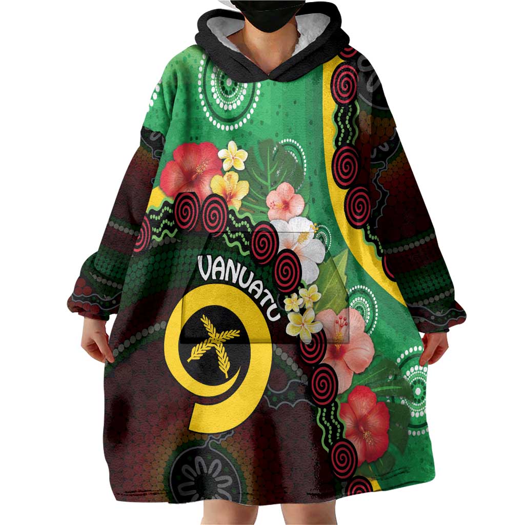 Long God Yumi Stanap Vanuatu Wearable Blanket Hoodie Tropical Flowers Aboriginal Pattern LT14 - Polynesian Pride