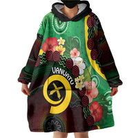 Long God Yumi Stanap Vanuatu Wearable Blanket Hoodie Tropical Flowers Aboriginal Pattern LT14 - Polynesian Pride