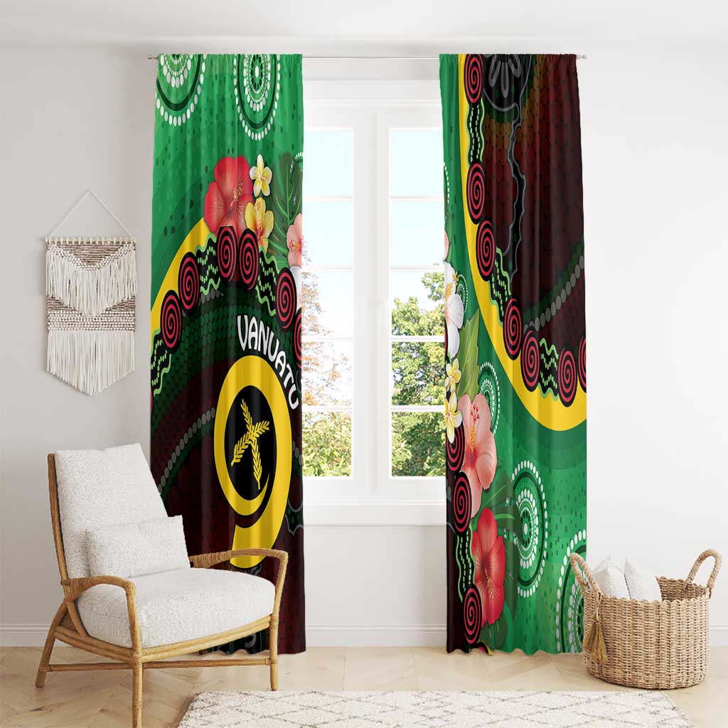 Long God Yumi Stanap Vanuatu Window Curtain Tropical Flowers Aboriginal Pattern LT14 - Polynesian Pride