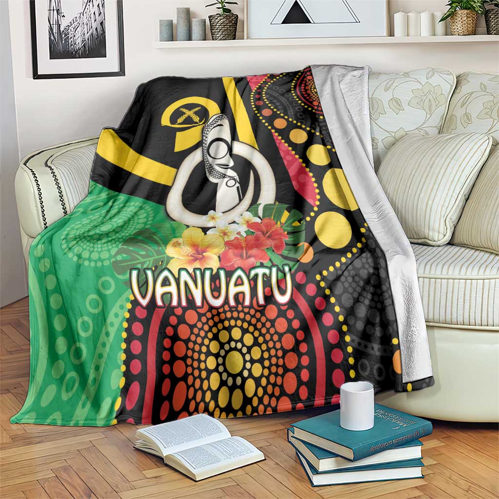 Tamtam Drum Vanuatu Blanket Boar Tusk Aboriginal Flag Style LT14 Black - Polynesian Pride