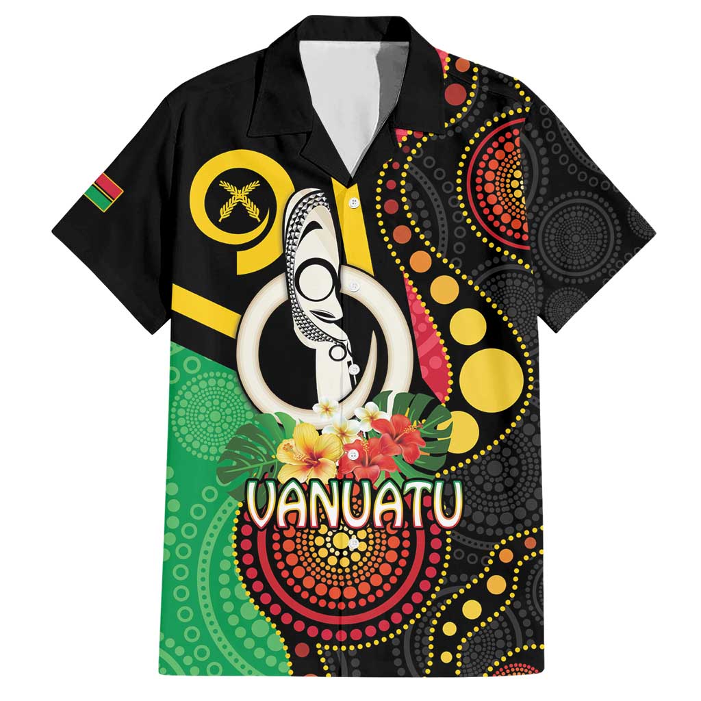 Tamtam Drum Vanuatu Hawaiian Shirt Boar Tusk Aboriginal Flag Style LT14 Black - Polynesian Pride