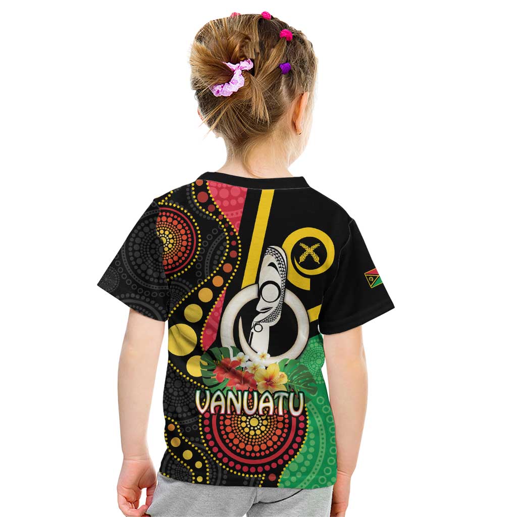 Tamtam Drum Vanuatu Kid T Shirt Boar Tusk Aboriginal Flag Style LT14 - Polynesian Pride