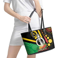 Tamtam Drum Vanuatu Leather Tote Bag Boar Tusk Aboriginal Flag Style LT14 - Polynesian Pride
