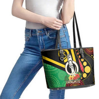 Tamtam Drum Vanuatu Leather Tote Bag Boar Tusk Aboriginal Flag Style LT14 - Polynesian Pride