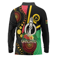 Tamtam Drum Vanuatu Long Sleeve Polo Shirt Boar Tusk Aboriginal Flag Style LT14 - Polynesian Pride