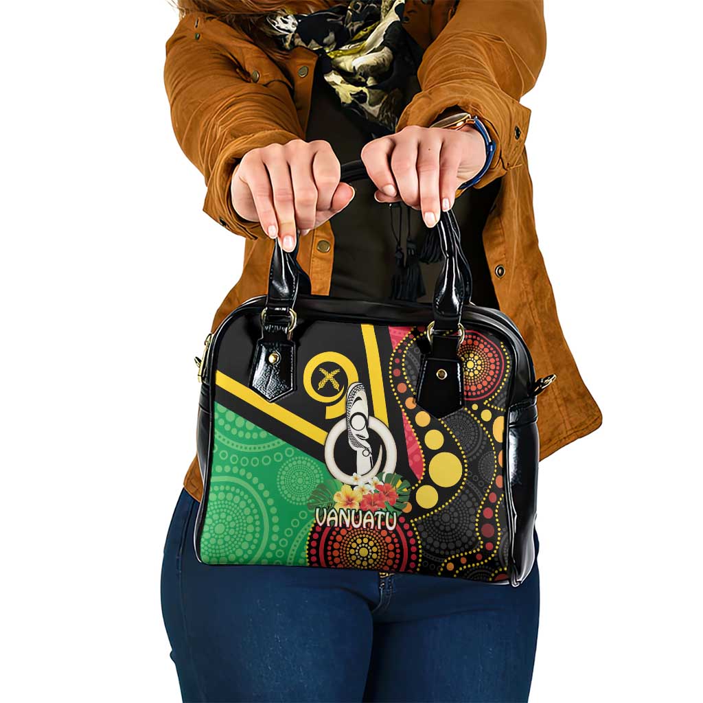 Tamtam Drum Vanuatu Shoulder Handbag Boar Tusk Aboriginal Flag Style LT14 One Size Black - Polynesian Pride