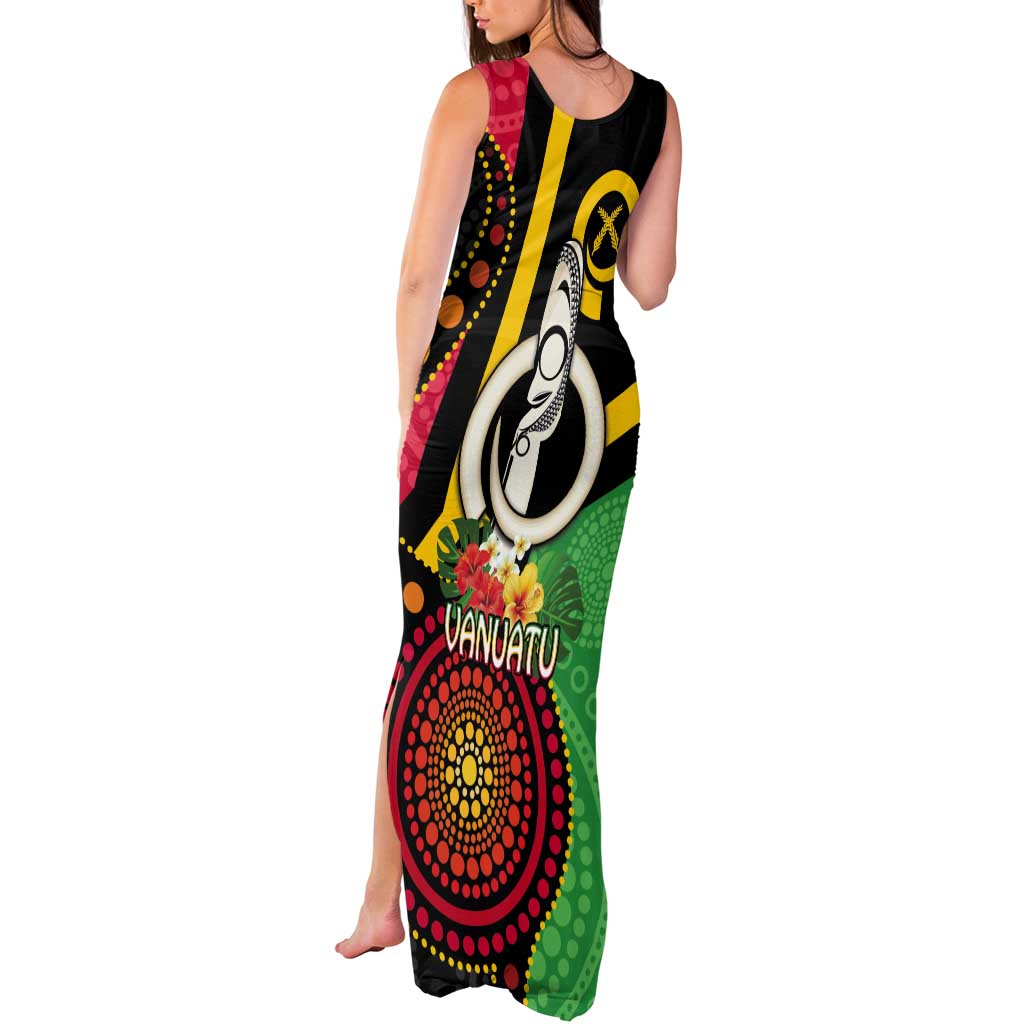 Tamtam Drum Vanuatu Tank Maxi Dress Boar Tusk Aboriginal Flag Style LT14 - Polynesian Pride