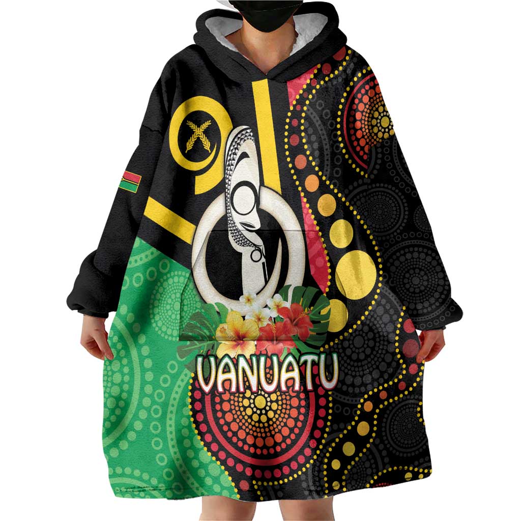 Tamtam Drum Vanuatu Wearable Blanket Hoodie Boar Tusk Aboriginal Flag Style LT14 - Polynesian Pride