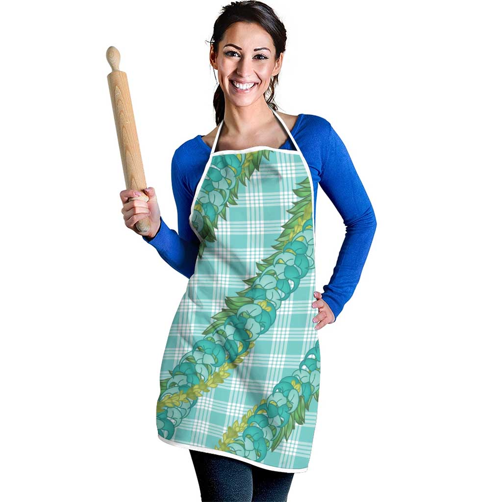 Hawaii Jade Vine Lei Apron Aloha Palaka Motif - Turquoise LT14 - Polynesian Pride