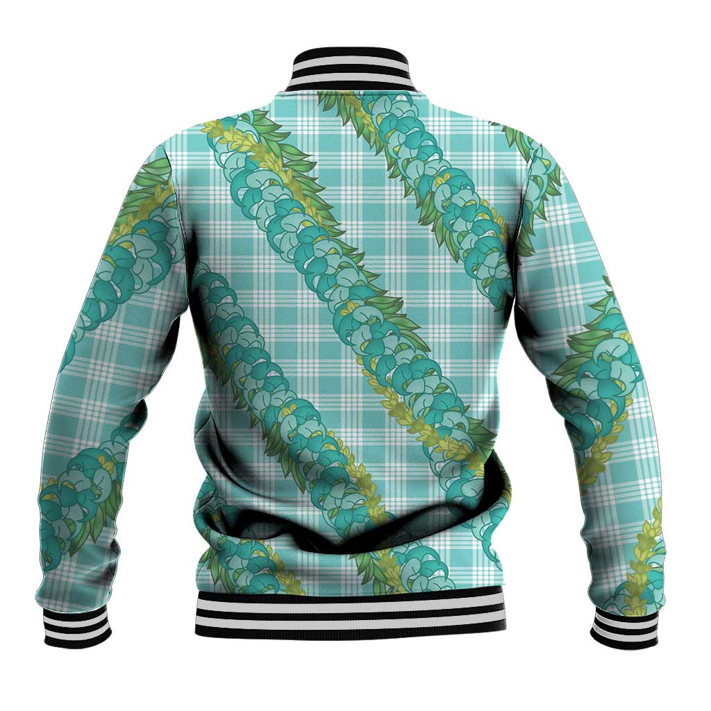 Hawaii Jade Vine Lei Baseball Jacket Aloha Palaka Motif - Turquoise LT14 - Polynesian Pride