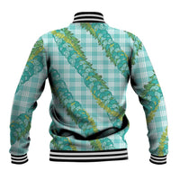 Hawaii Jade Vine Lei Baseball Jacket Aloha Palaka Motif - Turquoise LT14 - Polynesian Pride