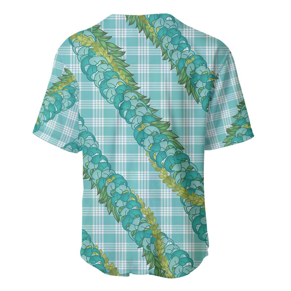 Hawaii Jade Vine Lei Baseball Jersey Aloha Palaka Motif - Turquoise LT14 - Polynesian Pride