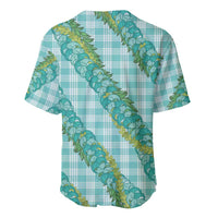 Hawaii Jade Vine Lei Baseball Jersey Aloha Palaka Motif - Turquoise LT14 - Polynesian Pride