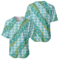 Hawaii Jade Vine Lei Baseball Jersey Aloha Palaka Motif - Turquoise LT14 - Polynesian Pride