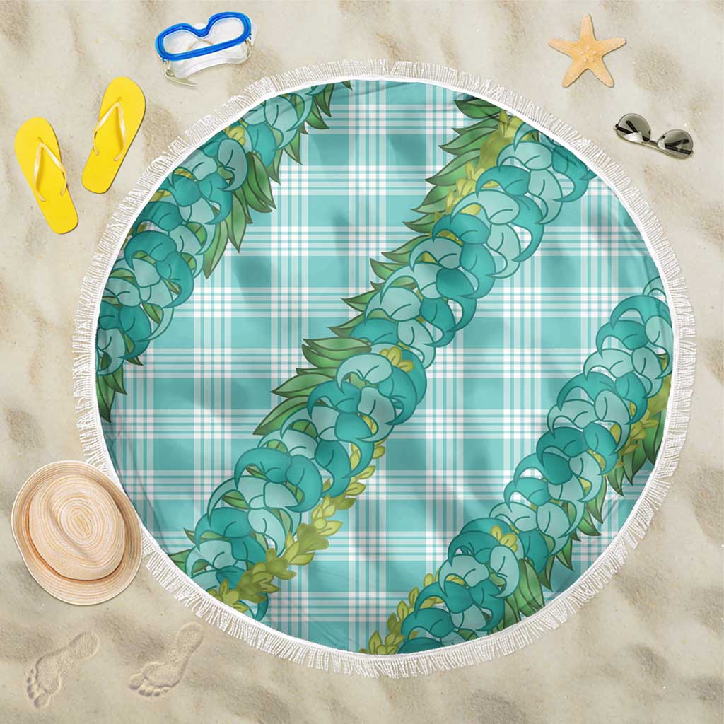 Hawaii Jade Vine Lei Beach Blanket Aloha Palaka Motif - Turquoise LT14 One Size 150cm Turquoise - Polynesian Pride