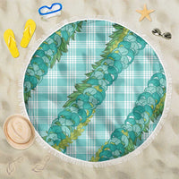 Hawaii Jade Vine Lei Beach Blanket Aloha Palaka Motif - Turquoise LT14 One Size 150cm Turquoise - Polynesian Pride