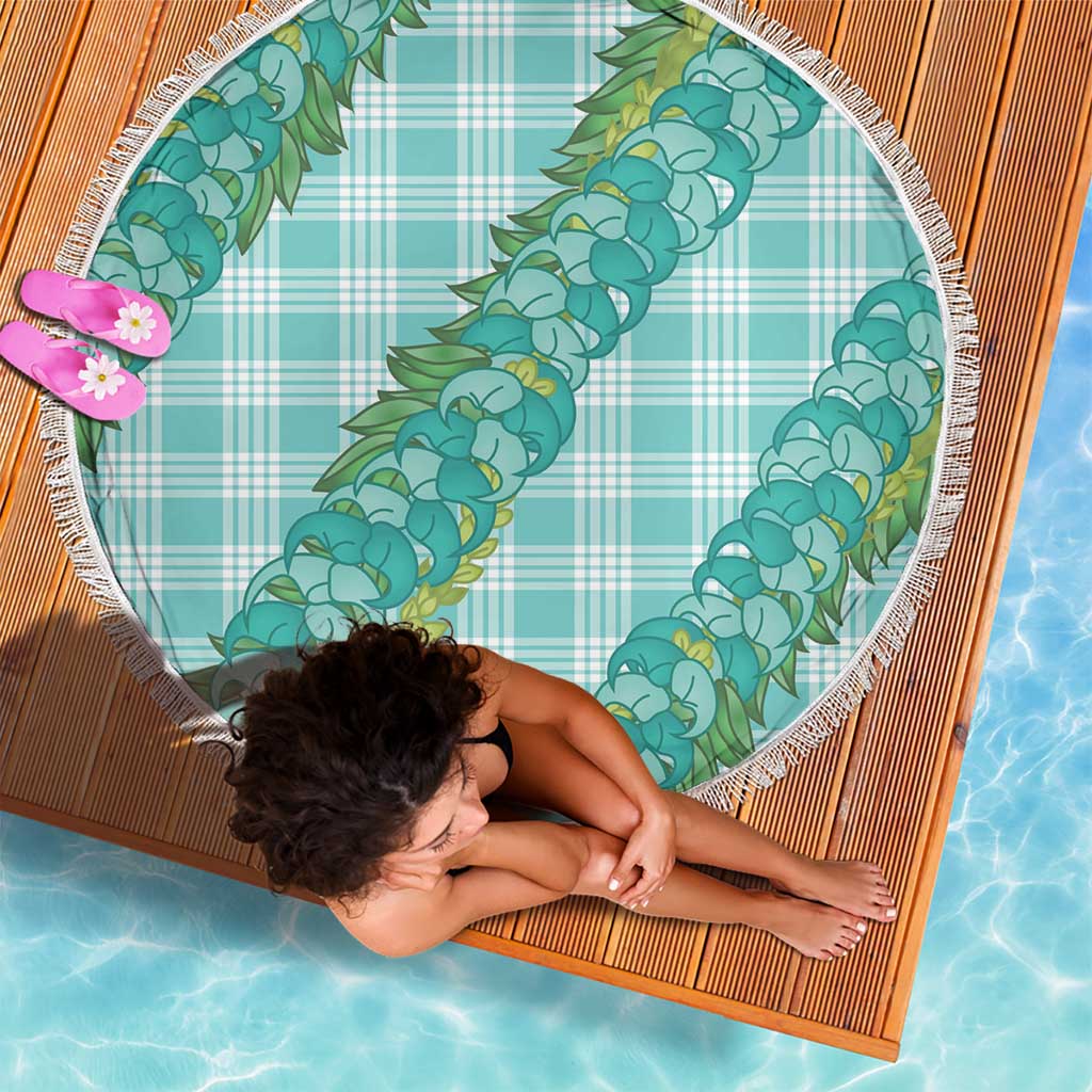Hawaii Jade Vine Lei Beach Blanket Aloha Palaka Motif - Turquoise LT14 - Polynesian Pride