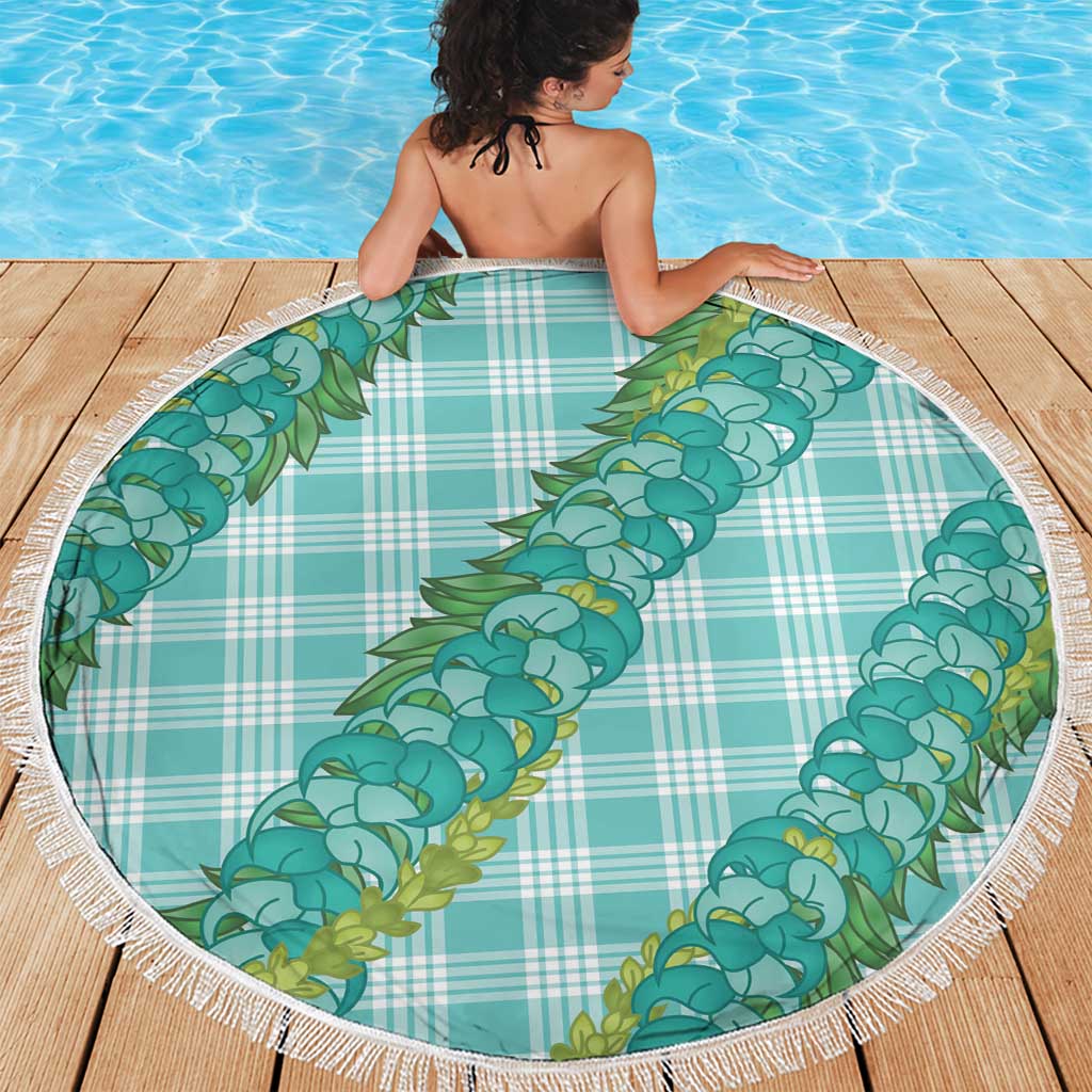 Hawaii Jade Vine Lei Beach Blanket Aloha Palaka Motif - Turquoise LT14 - Polynesian Pride