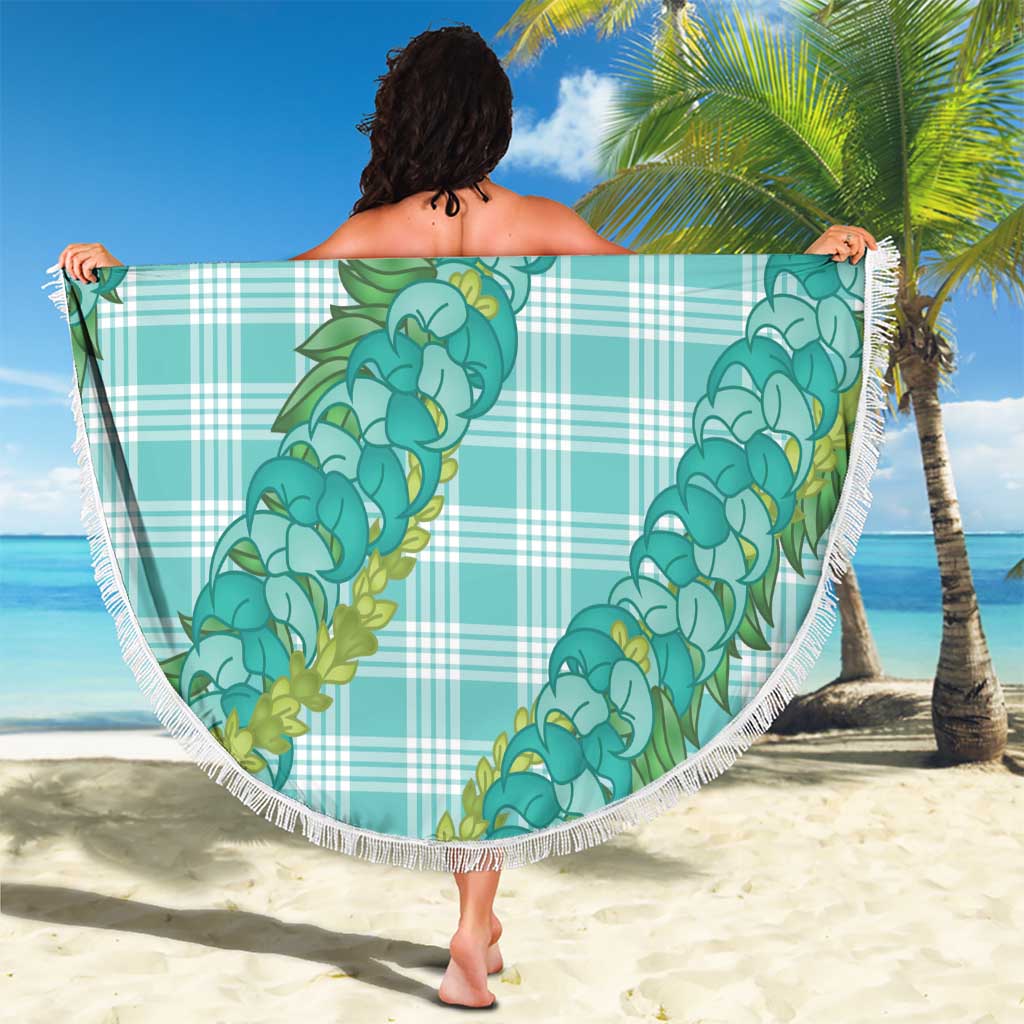 Hawaii Jade Vine Lei Beach Blanket Aloha Palaka Motif - Turquoise LT14 - Polynesian Pride